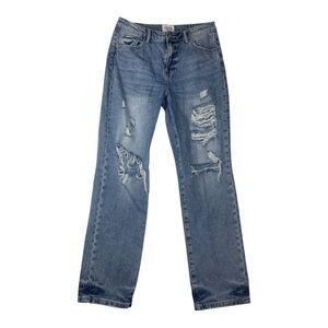 Insane Gene size 7 27 high rise premium girlfriend Blue Denim Jeans distressed c